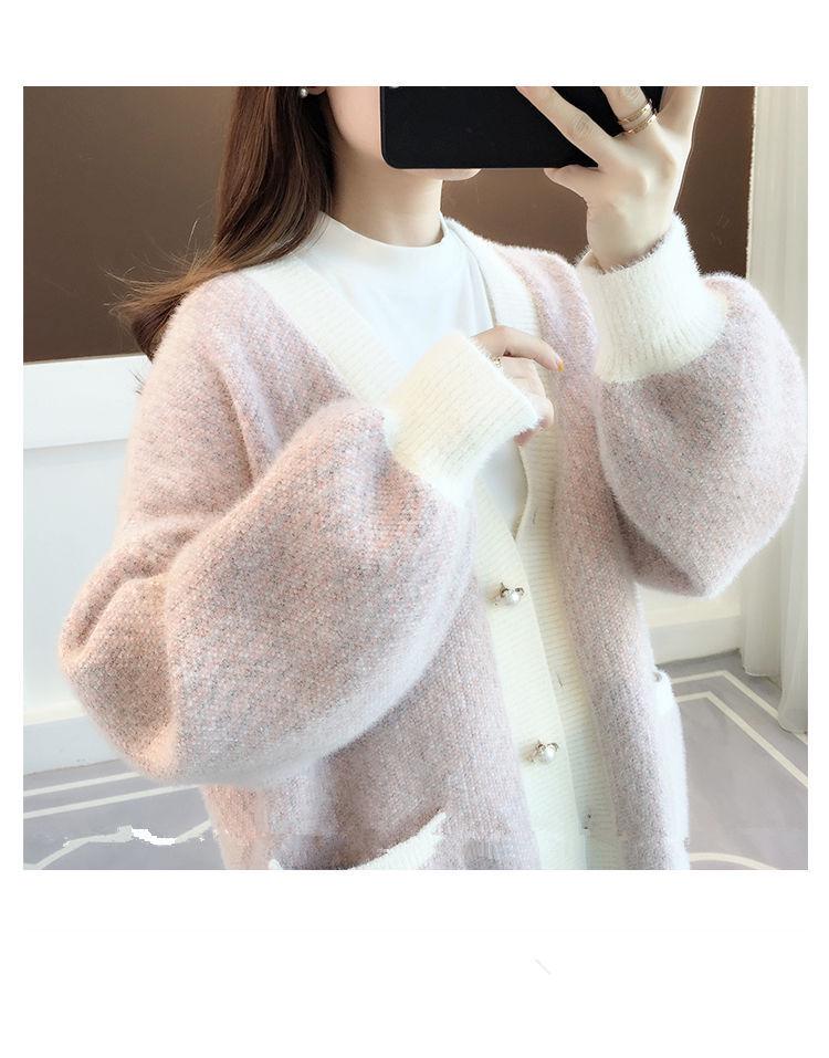Autumn 2025 Thick Knit Women's Cardigan - Loose, Lazy Style