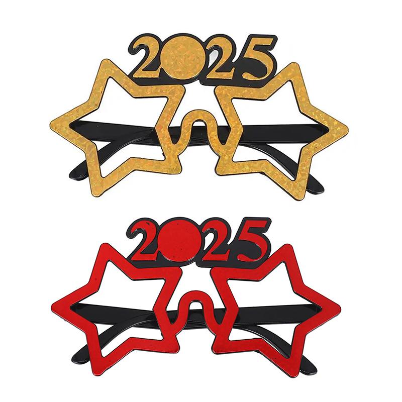 2025 Очки для вечеринки по случаю Нового года Украшения для глаз Пластиковые реквизиты Солнцезащитные очки Реквизит для фотосъемки Рождественские украшения Забавные очки