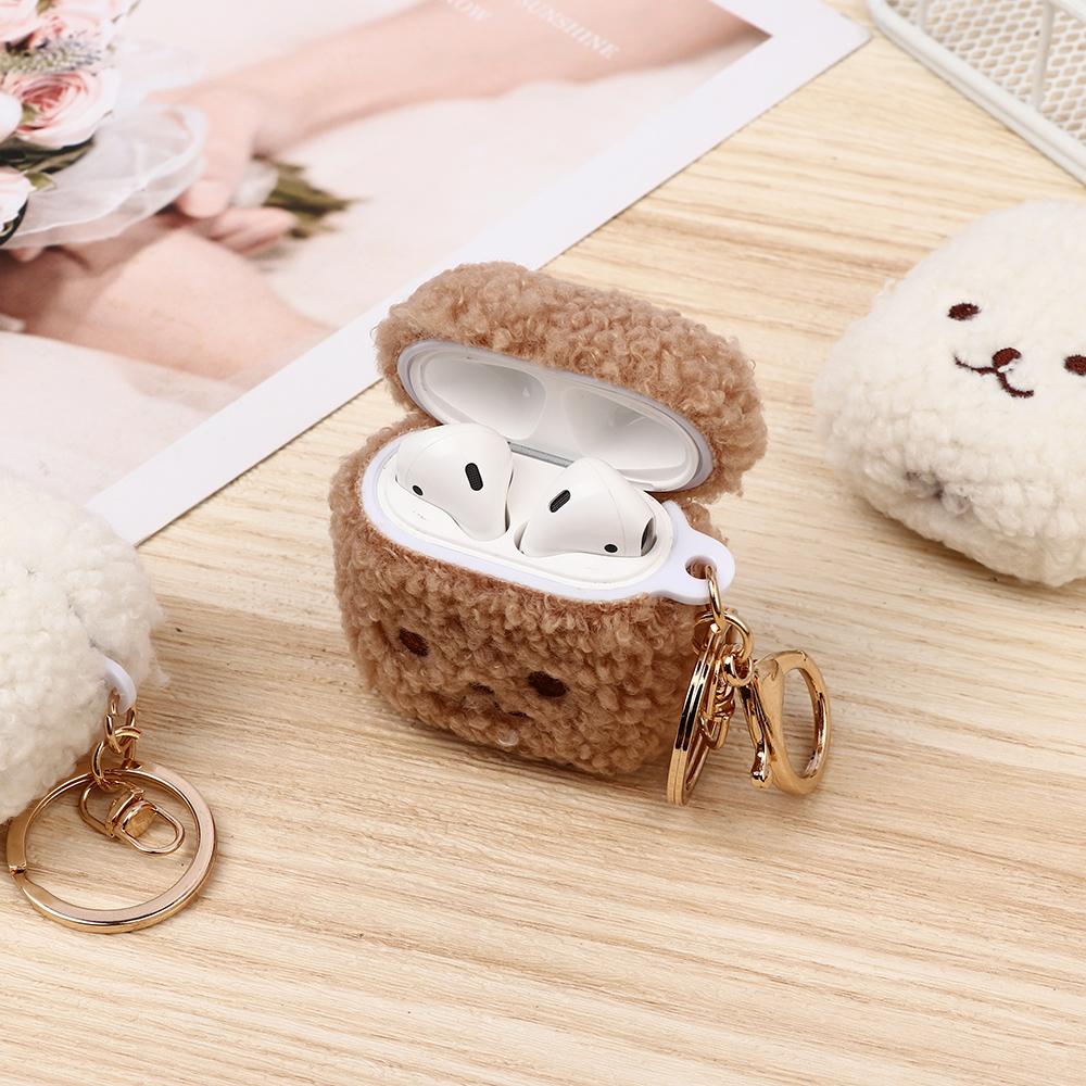 Fashion Silicone Cute Earphone Cover Fluffy Bear Earphone Case Headphones Fur Case Headphone Box
