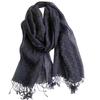 [Dolly Para] Women's Hemp Scarf Summer Linen Sunmastole Scarf Natural Polka Dot Pattern (Navy)