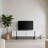 MENZZO Meuble TV moderne avec 2 portes Valmain L180cm Blanc et Métal Noir