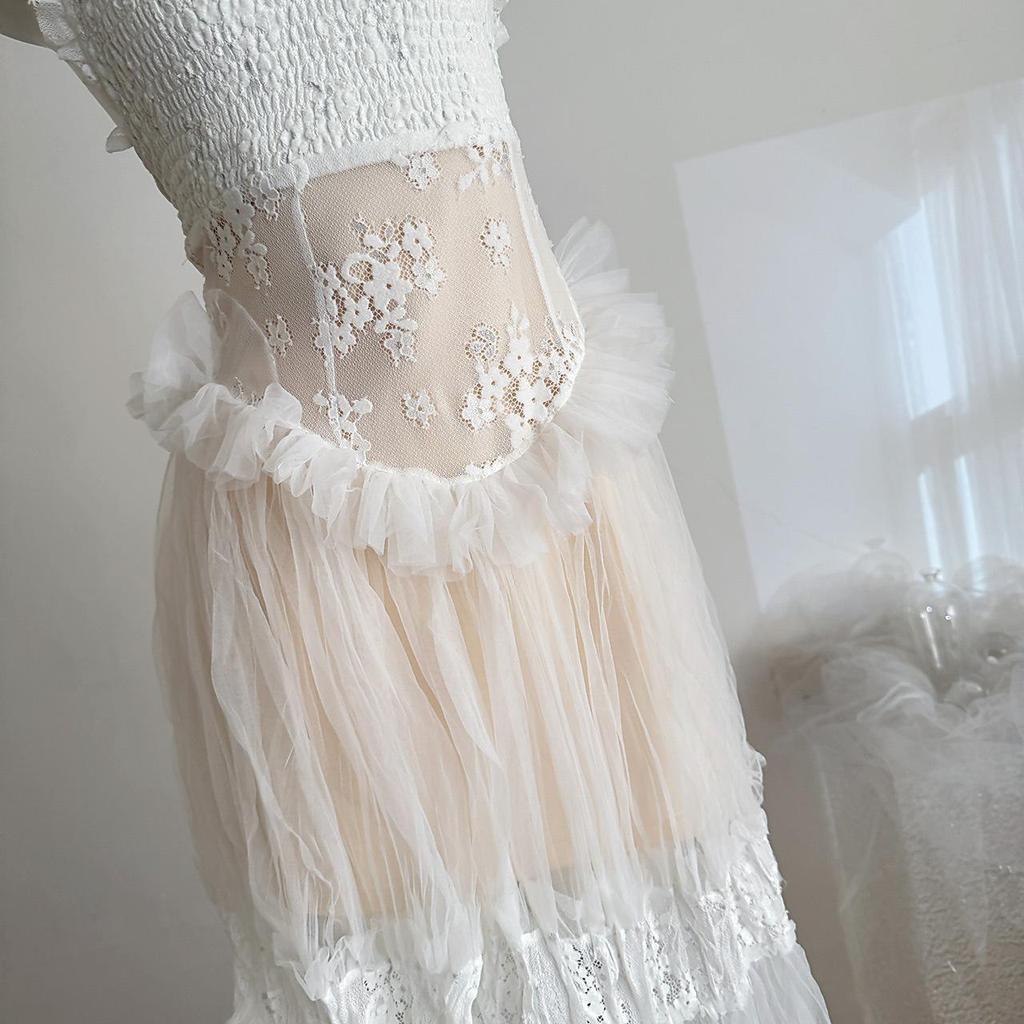 Ethereal Mesh Patchwork Halter Dress: Strapless Sleeveless Black Long Dress - Spring 2026 Collection