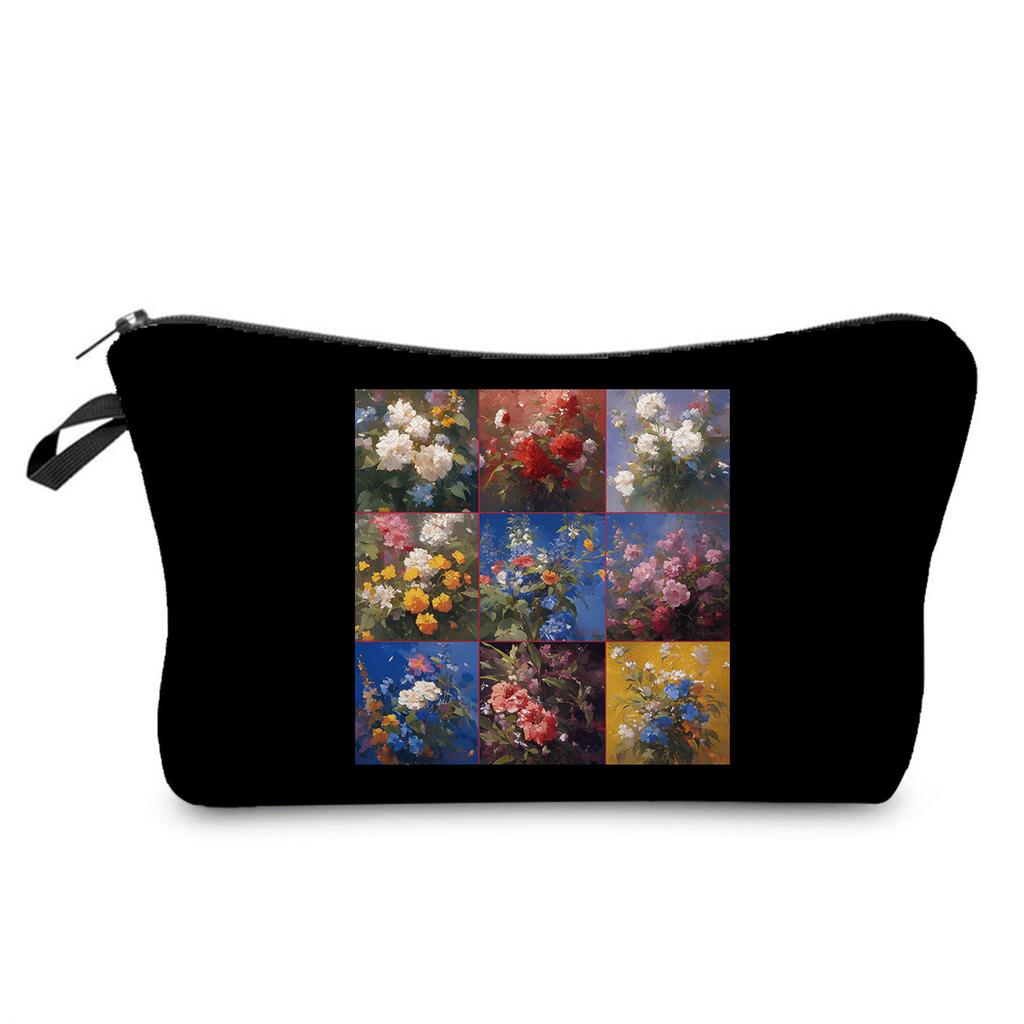 Women Oil painting of flowers Print Cosmetic Bag Toiletries Organize Travel Storage Case 6386