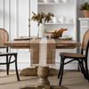 Yun Cotton-Linen Patchwork Table Runner with Two-Color Tassels - Natural Material, American Country Festival Style