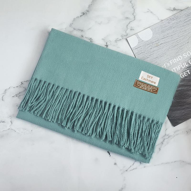 200 * 70 см толстый однотонный женский кашемировый имитационный шарф для зимы роскошная женская шерстяная шаль