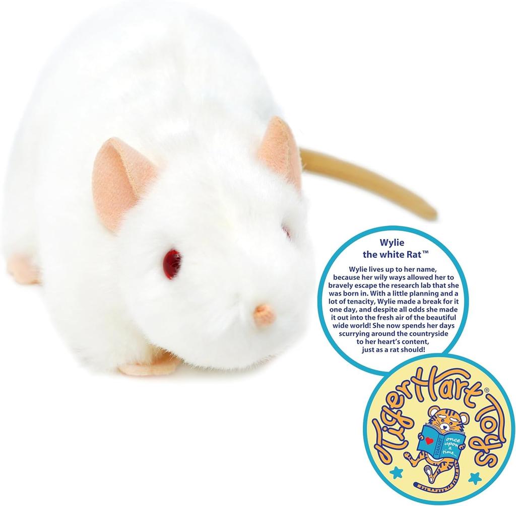 VIAHART White Rat Wiley Plush Toy, White, Small (Approx. 18cm), Fluffy Mouse Toy, Washable and Safe [Parallel Import]