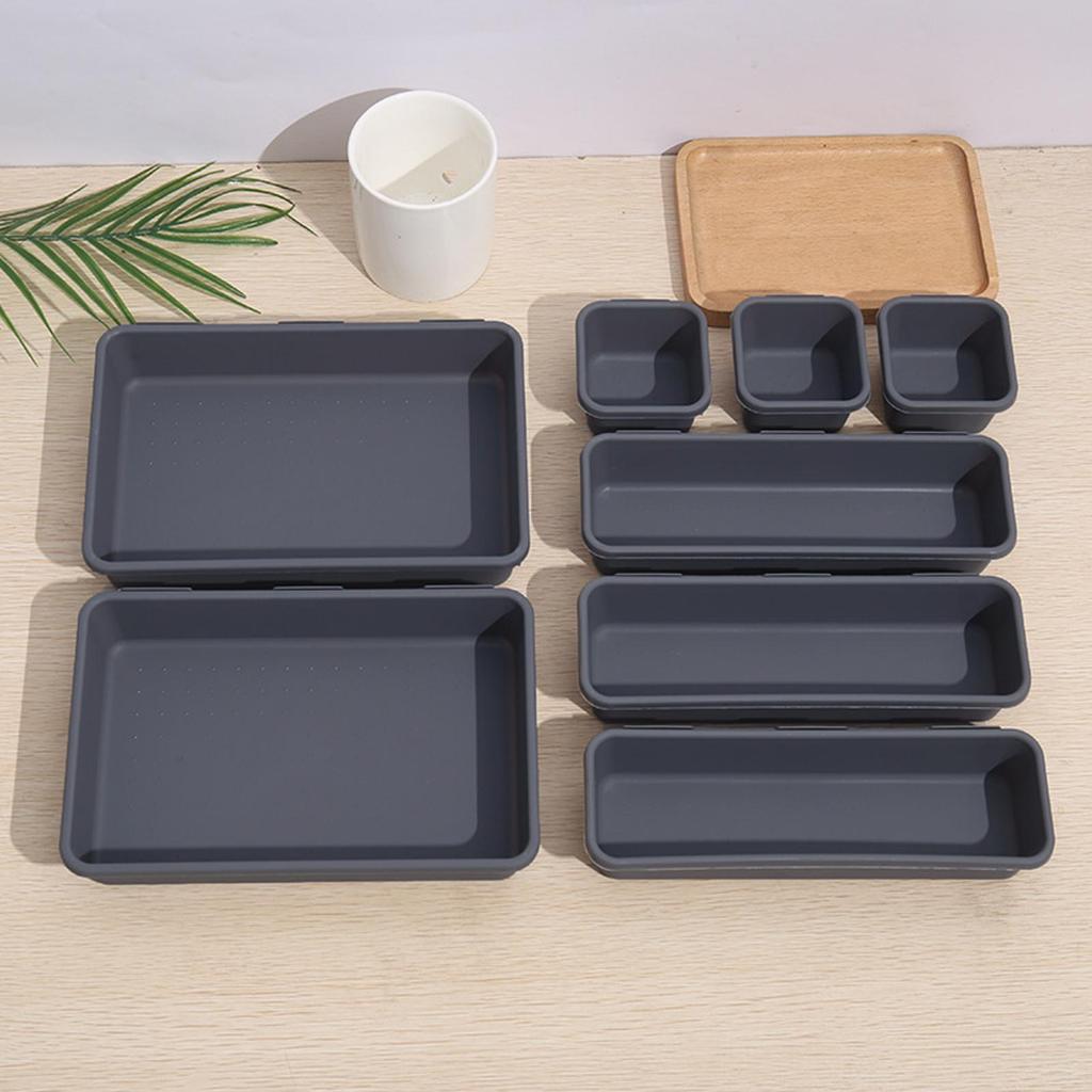 Drawer Organiser, Interlocking Drawer Dividers Plastic Storage Trays,8Pcs 3 Sizes Uncluttered Storage Drawer Tidy Trays Dividers
