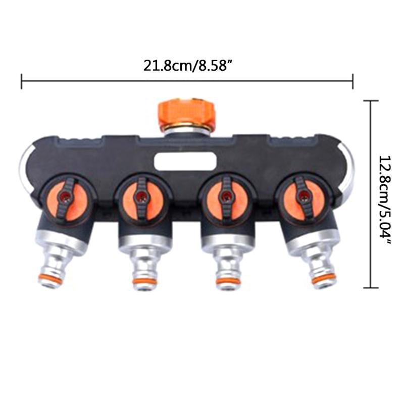 Garden Hose Splitter 4 Way Water Hose Connector with Shut Off Valves Leakproof Faucet Adapter for Drip Irrigation Lawns