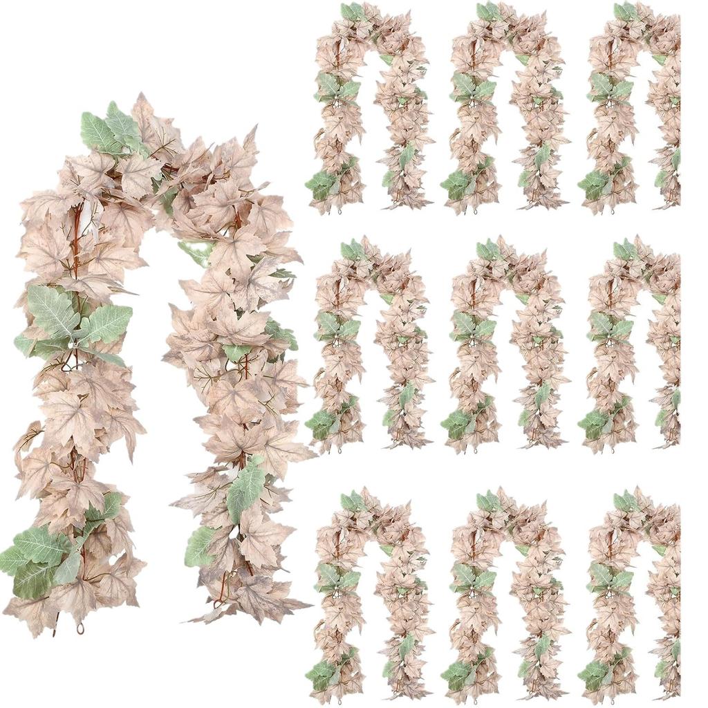 Осенний белый кленовый лист ротанг искусственное зеленое растение кленовый лист Хэллоуин настенное украшение кленовый лист рождественское украшение ротанг