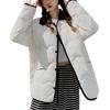 Down Short Women's Jacket, Collarless, Quilted, Outerwear, Padded, Length, Lightweight, Fall/Winter (XL, Beige)