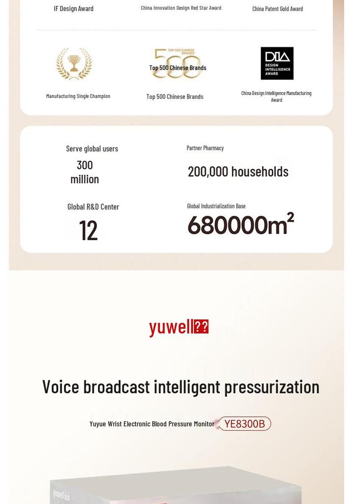 Умный наручный тонометр Yuwell с голосовым оповещением