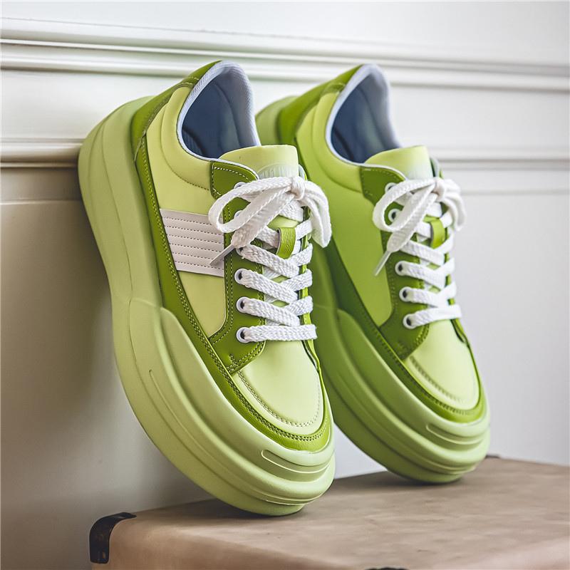 Новые стильные кроссовки Harajuku Green Platform Sneakers для мужчин, весна-осень, массивная уличная обувь, дизайнерская обувь, оригинальные мужские кроссовки, скидки