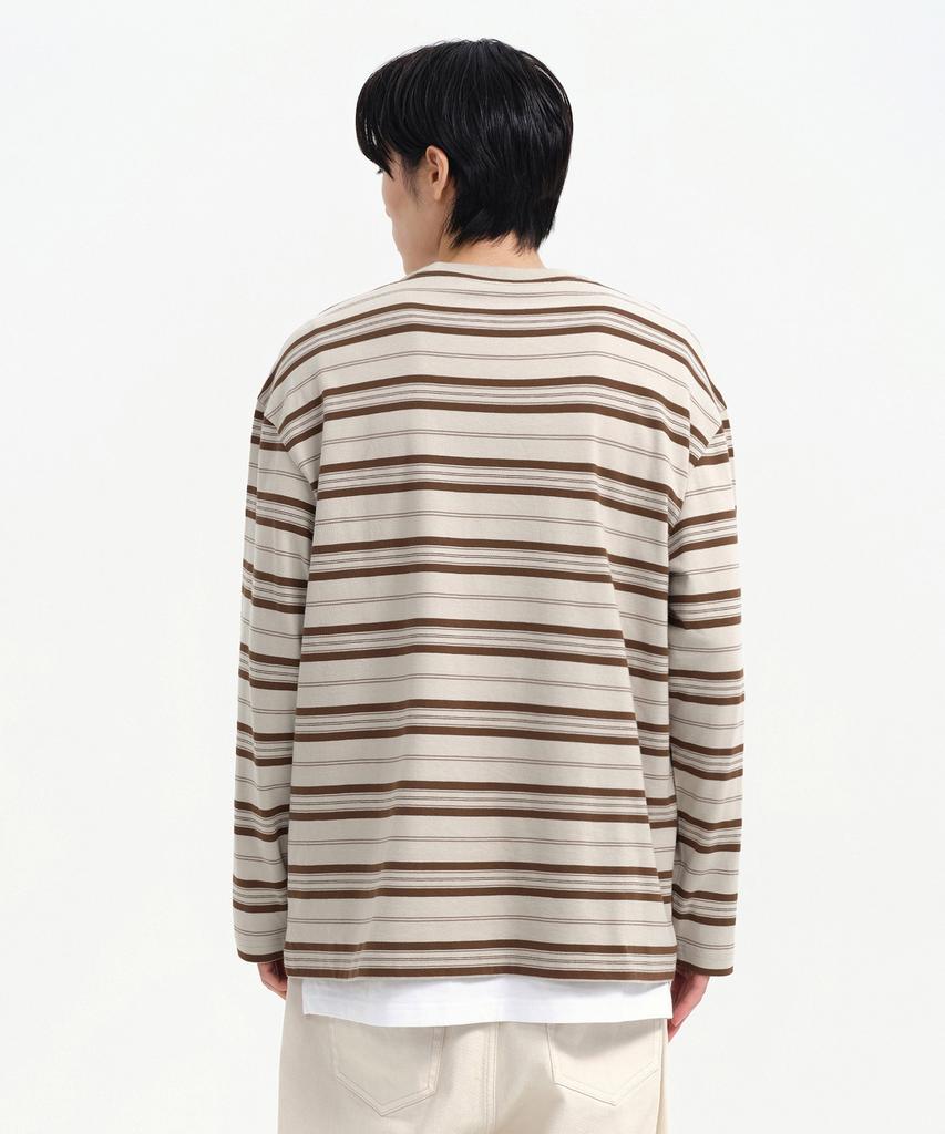 MUSINSA STANDARD Multi-Stripe Relaxed Long Sleeve T-Shirt 3 [Cream]