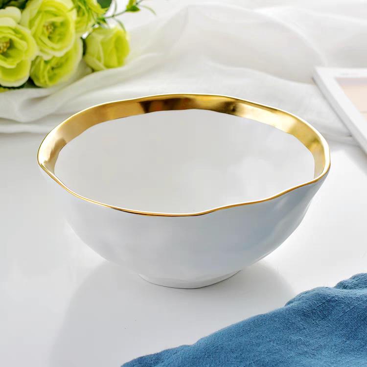 Керамическая позолоченная миска для еды в европейском стиле, покрытая зеленой глазурью, цветная глазурованная миска для фруктового салата, миска для завтрака в европейском стиле, 6-дюймовая миска