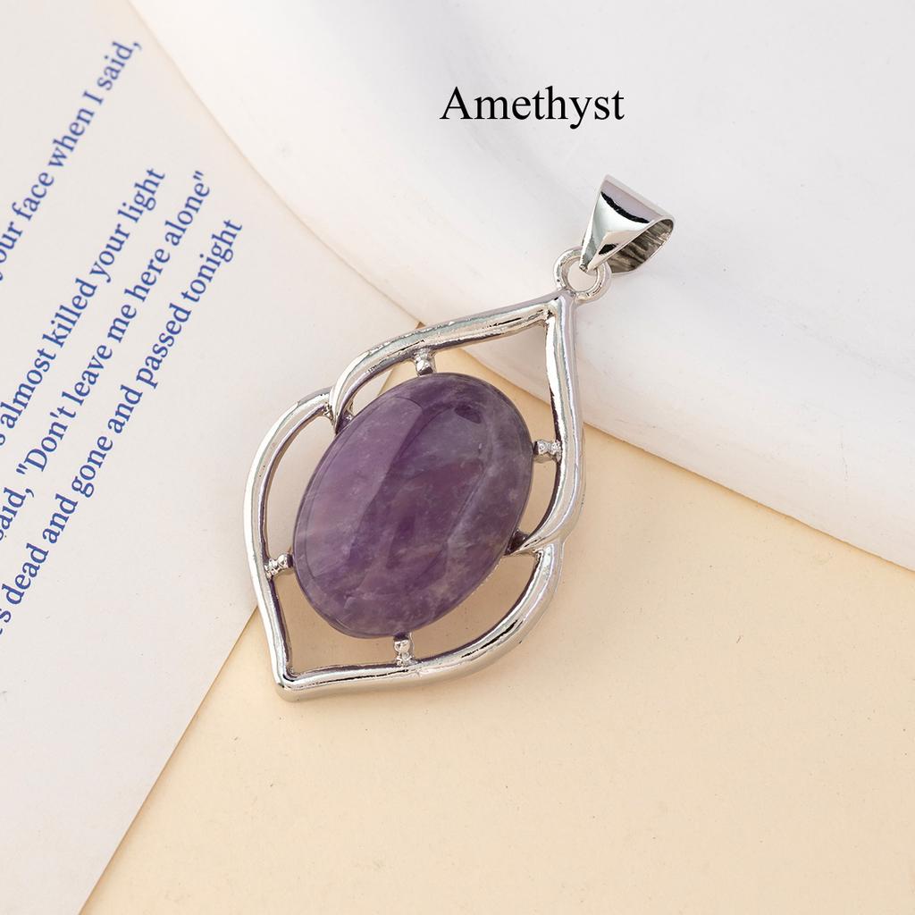 1Pc Reiki Healing Crystal Pendant, European and American Geometric Style Natural Stone Gems Charms for DIY Women Necklace Accessories, Jewelry Making