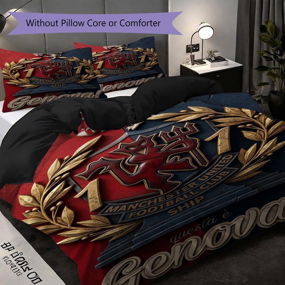 Manchester Legacy Bedding (1 * duvet cover + 2 * pillowcase, without core) 2D Flat Soft and comfortable Duvet cover and pillowcase Bedding set