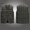 Men Waistcoat V-Neck Sleeveless Zipper Placket Vest Coat with Multi Pockets Solid Color Windproof Warm Down Vest Jacket