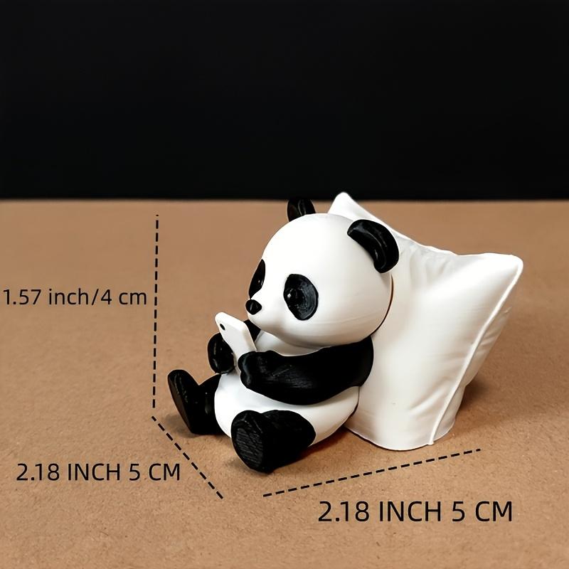 2pcs Creative Mini Panda Car Decor Figurines, Retro Bohemian Festival Design, Exquisite Detailed Print Durable Plastic Ornaments