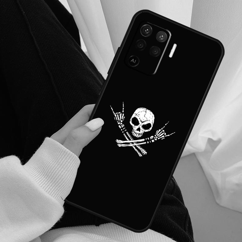 Череп Рок-н-Ролл Чехол для OPPO Find X3 X5 Pro A5 A9 A31 A53 A15 A16 A52 A72 A83 A91 A93 A94 A54 A74 A53S