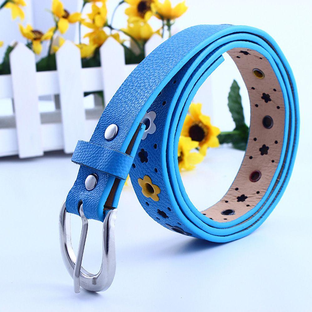 Flower Eyelet Decoration Colorful Fashionable Waistband Kids Belt Faux Leather Belt Waist Belt