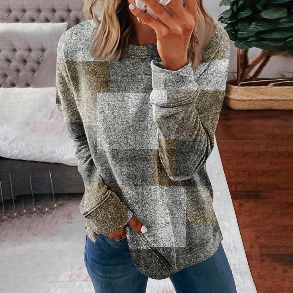 Женские топы с круглым вырезом, хлопковая женская повседневная модная блузка с длинным рукавом и круглым вырезом с цветочным принтом, пуловер