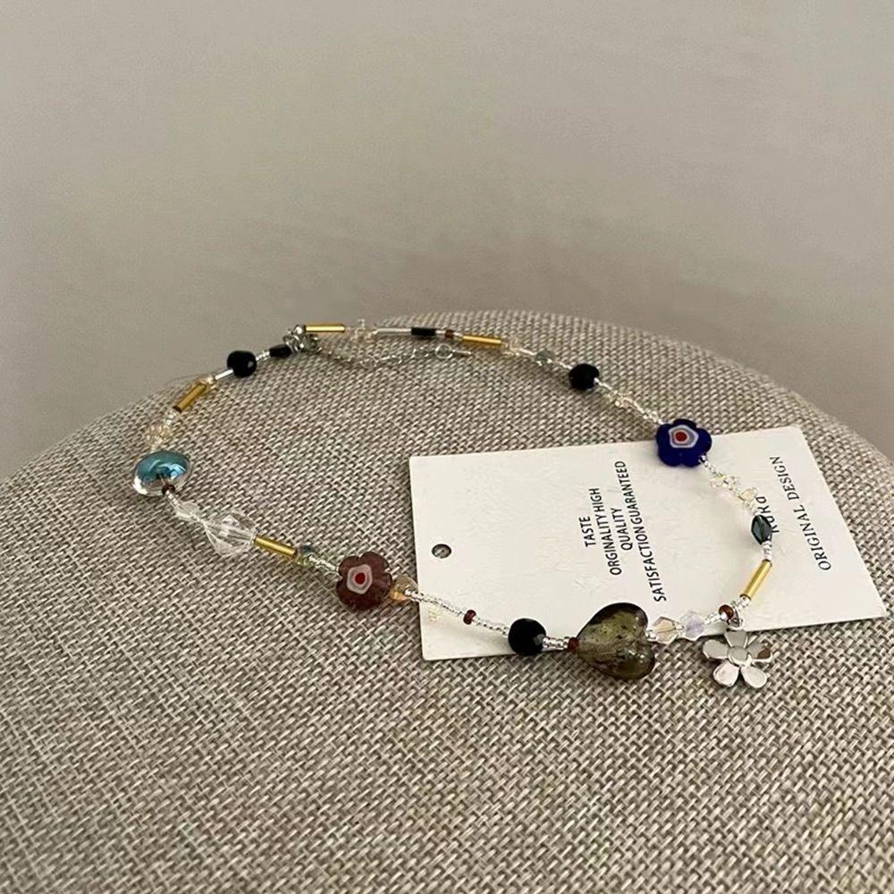 Choker Female Love Heart Fashion Jewelry Flower Necklace Women Clavicle Chain Korean Style Necklace