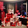 Wedding Room Decor Set: Stackable Double Happiness Box, Three-Dimensional Floor Ornament, Bride & Groom Photo Decoration.