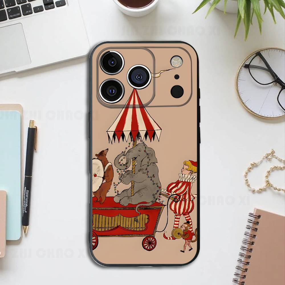 Retro Illustrations Silicone Phone Case For IPhone 17 16 15 14 13 12 11 X XS Plus Pro Max Shockproof Soft Cover