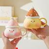Creative Cute Candied Haws Cartoon Piggy Puppy Cup Ceramic with Lid Mug Gift Water Cup Couple Cup