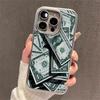 Прозрачный чехол для телефона с электроplated рамкой и узором из денег для iPhone 17 Pro Max 16 15 14 13 12 11 Pro 16 Plus 17 Air, противоударный чехол