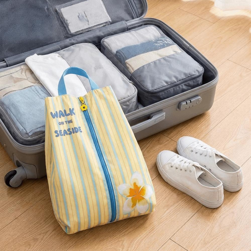 Water Resistant Shoe Storage Bag Lightweight Handheld Shoe Bag Striped Print Shoe Bag for Travel