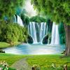 Waterfall Landscape Wall Mural, Green Grass Landscape Wallpaper, Living Room Bedroom Backdrop Decor Removable Mural Wallpaper