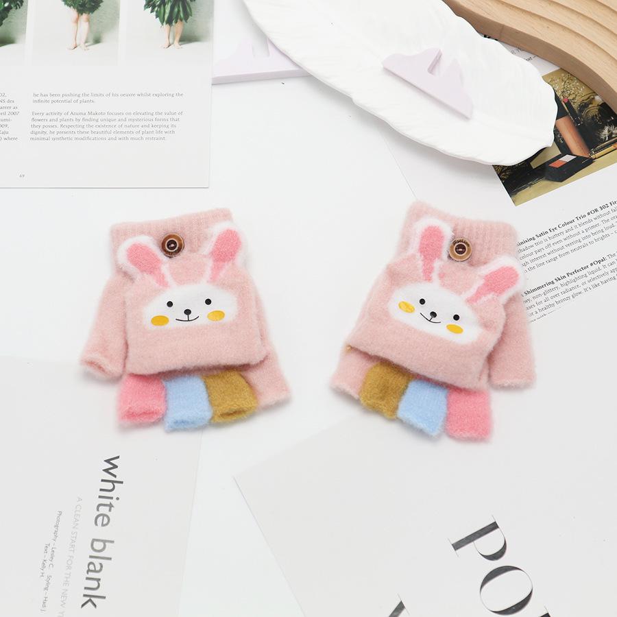 Kids' Winter Fingerless Flip-Top Writing Gloves – Warm Half-Finger Gloves for Boys & Girls