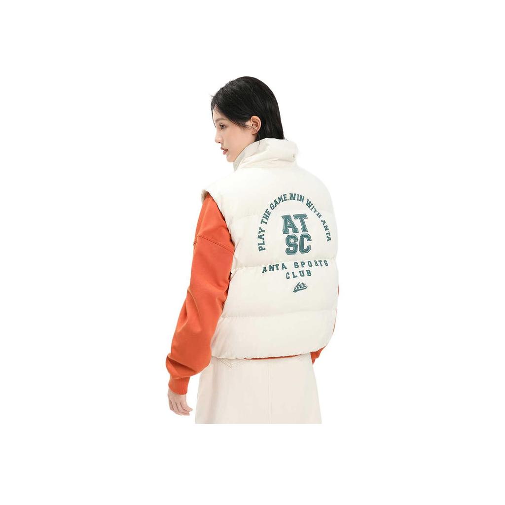 Anta Жилет для женщин Lifestyle Series с застежкой-молнией и воротником-стойкой, без рукавов, цвет Stone-White 162348902-2