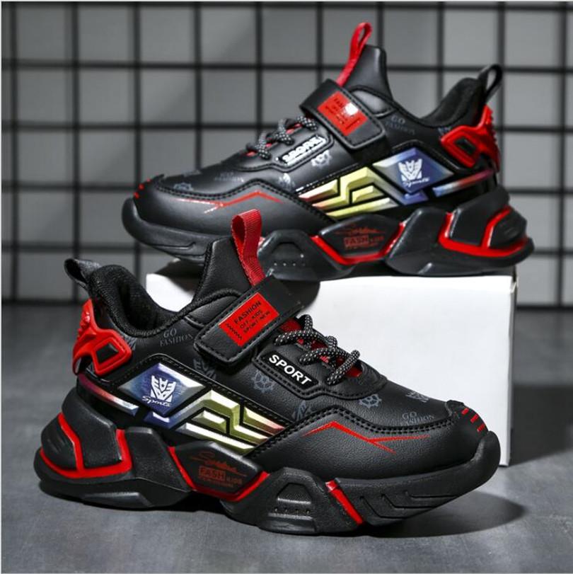 Fashion Kids Sport Shoes Boys Chunky Sneakers Lightweight Children Casual Running Shoes Pu Leather Tenis Sneakers For Girls