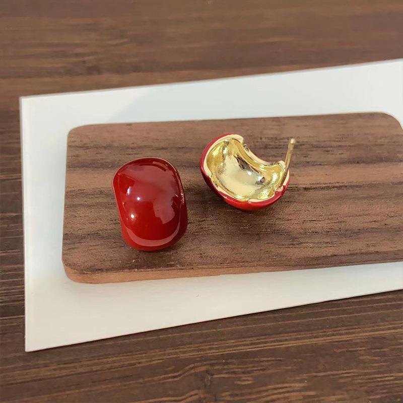 Красный капающий маслом кафф для уха без прокола: Милые, яркие серьги C-образной формы для женщин