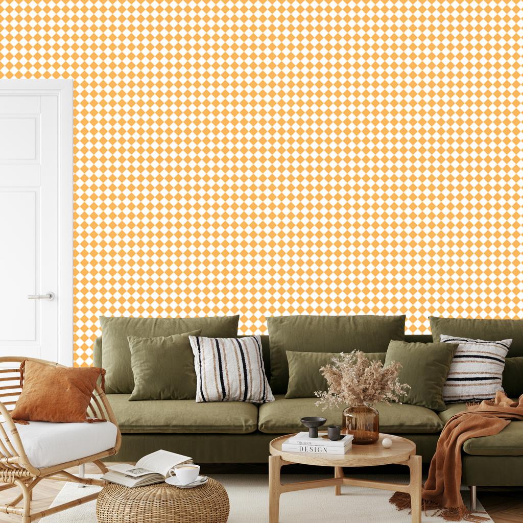 Geometric rhombus wallpaper cream, white and gold 50x1000