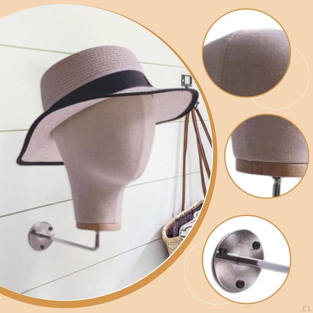 Mannequin Head Hat Display Stand Rack Woman for Hairpieces Elegant Manikin Wall Mounted