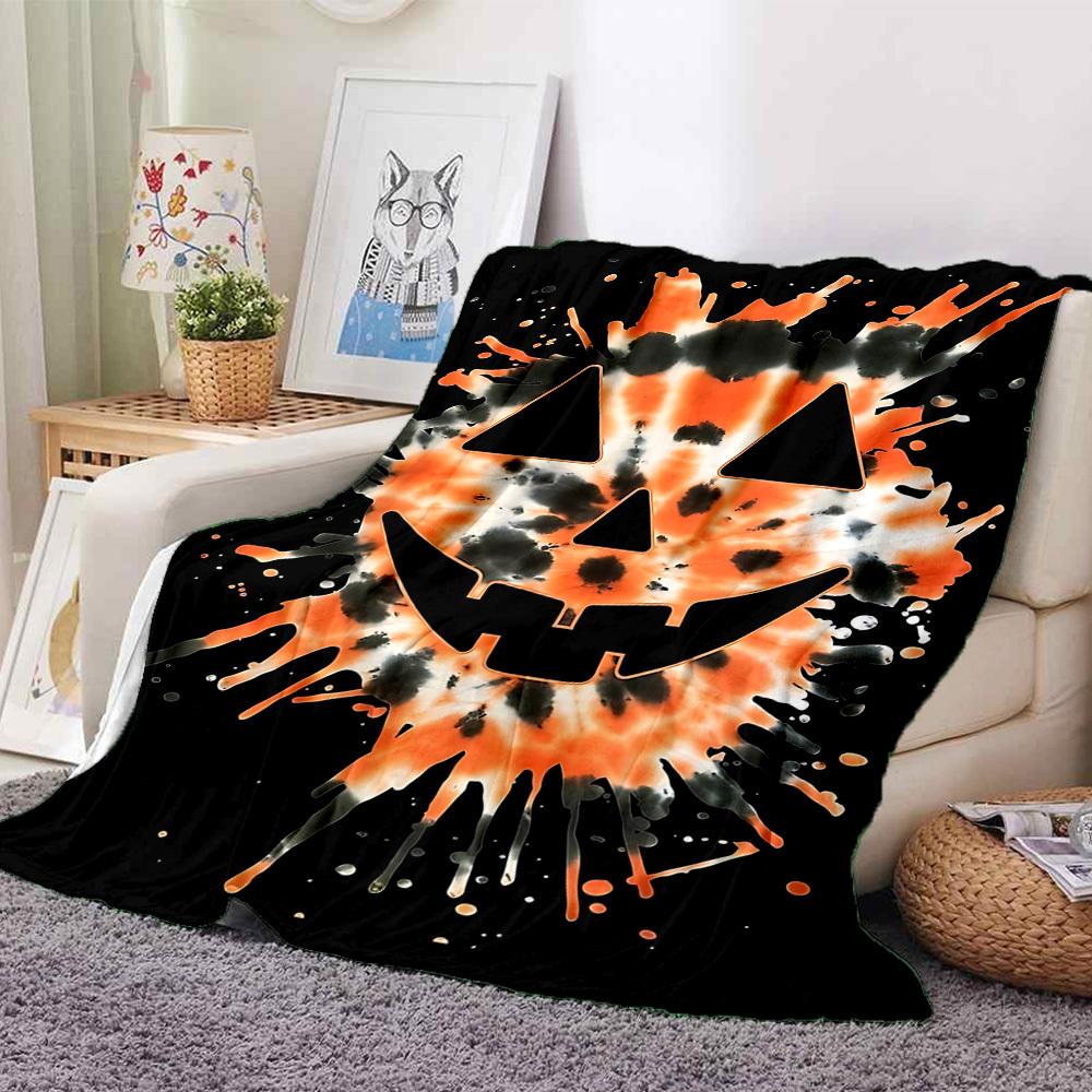 1pc Pumpkin Halloween Blanket, Lightweight Flannel Throw Blanket for Sofa, Bed, Travel, Camping, Living Room, Office, Couch, Chair, and Bed