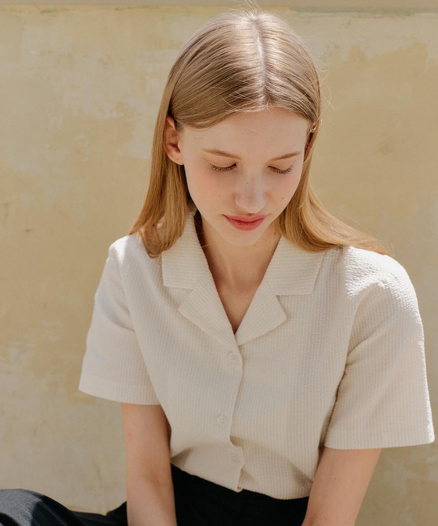 YUPPE Seersucker Collar Shirt_Beige