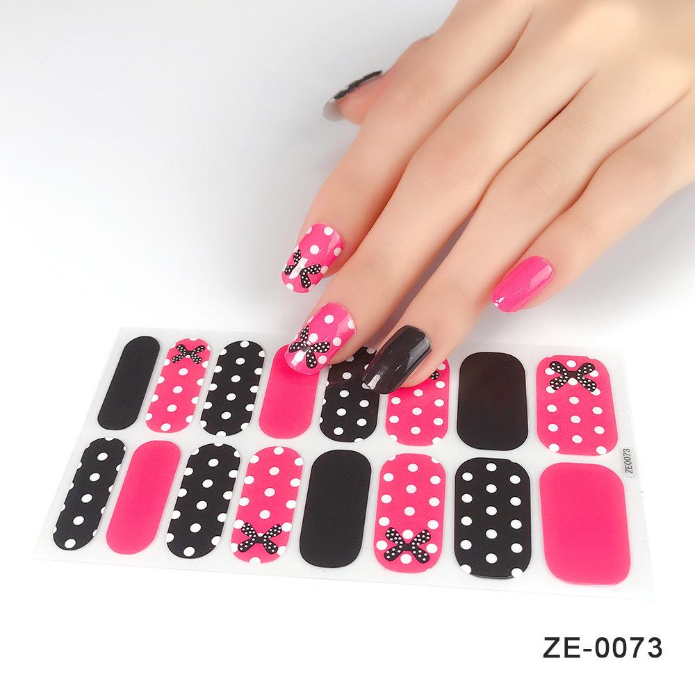 ZE European American Style Waterproof No-Cure Gel Nail Wraps, Full Cover Blend Color Block Spring Summer Nail Stickers, Nail Patch Films
