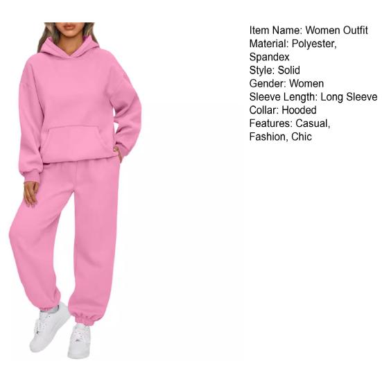 Женский костюм из 2 предметов, толстовки с длинным рукавом и спортивные штаны, комплекты для отдыха, осенний повседневный спортивный костюм с карманом