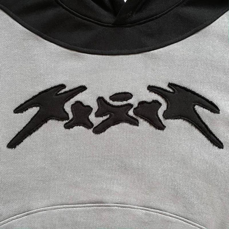 Y2K Style Cropped Hooded Sweatshirt Women Long Sleeve Loose Fit Fall Casual Streetwear