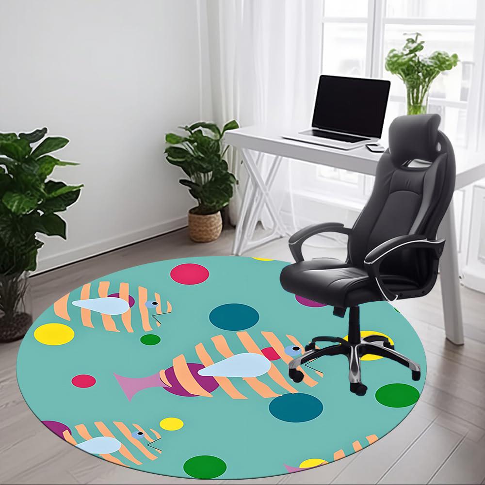 1pc Fish Pattern Office Round Rug, Non-slip, Soft and Durable Office Rug for Interior Decoration, Perfect for Office, Beautiful Decoration yy260323055
