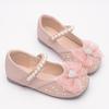 Girls' Small Leather Shoes, New Spring and Autumn Children's Soft Sole Crystal Princess Shoes, Little Girls' Rhinestone Bowknot Pearl Shoes