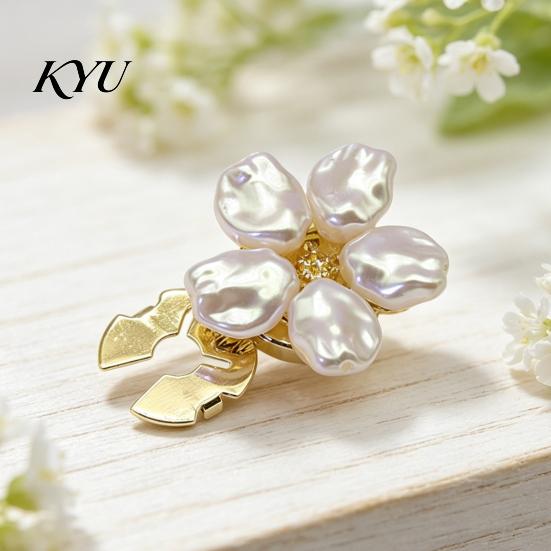 Metal Buttons for Clothing Pearl Flower Button Cover, Clip on Covers Women, Detachable Shirt Fashionable Replacements Clips, White Cufflink Accessory