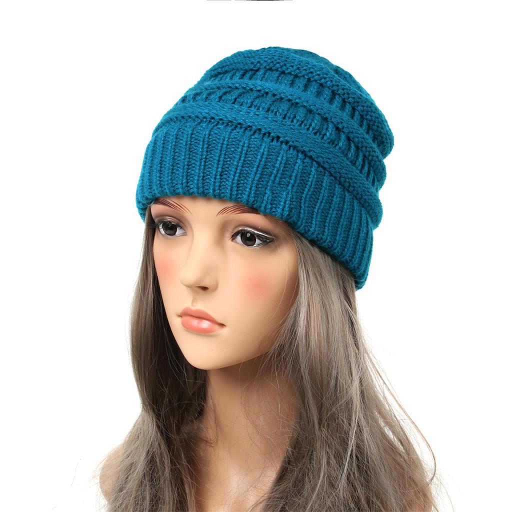 New Autumn And Winter Wool Cap European And American Women's Capped Cap Warm Knitted Cap Simple Solid-Coloured Cap