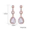ZAKOL Band Round Wedding Jewelry Luxury White Water Drop Cubic Zircon Long Dangle Earrings for Women Engagement FSEP624