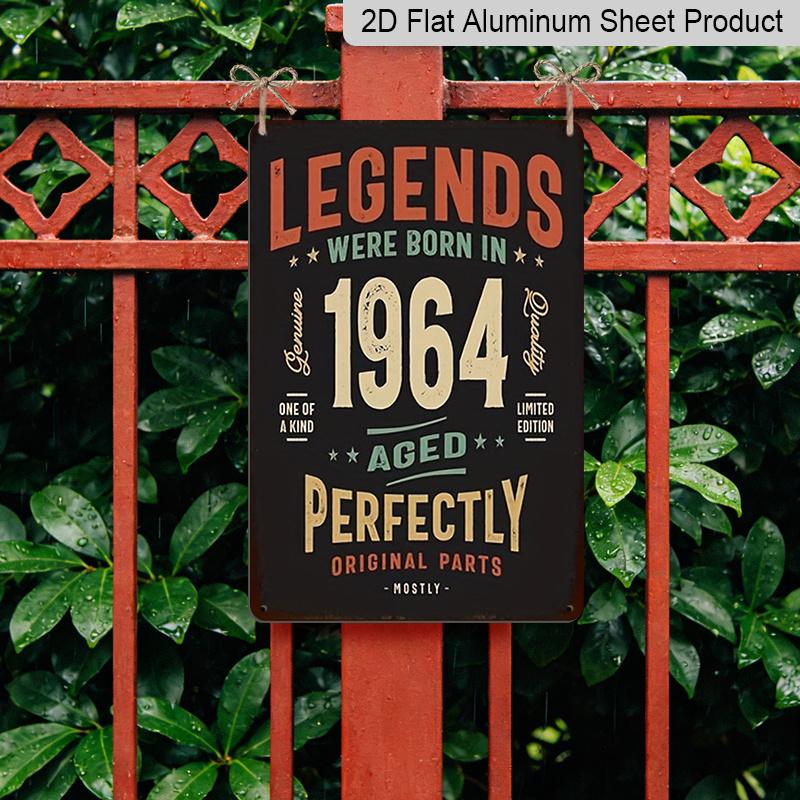 2D Flat 1pc 1964 Birth Year Limited Edition Replica - Retro Metal Wall Plaque, Vintage 8x12 Inch Aluminium Sign Suitable for Living Room &, Nostalgic