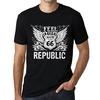 Men’s Vintage Tee Shirt Graphic T Shirt Feel The Republic Deep Black White Text